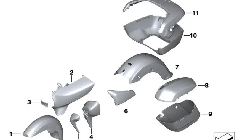 Cubierta de batería derecha OEM 46637924628 para motos BMW R 18 B, R 18 Transcontinental. Original BMW Motorrad.
