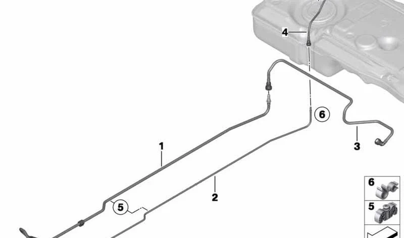 Tubería de retorno de combustible trasera OEM 16119800746 para MINI Countryman R60, Paceman R61. Original MINI.