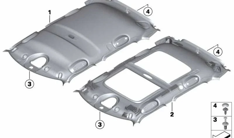 Techo interior para sistema de techo corredizo elevado OEM 51449809270 para MINI Countryman R60. Original MINI.
