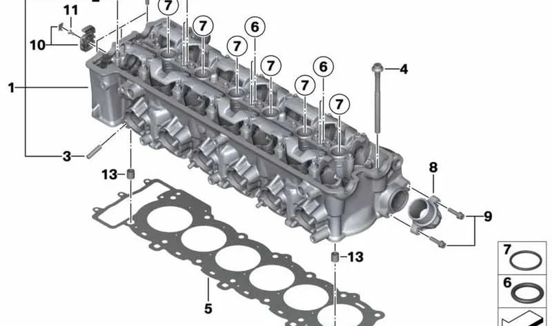Culata OEM 11111541251 para BMW Motorrad K1600 GT, K1600 GTL, K1600 Bagger. Original BMW Motorrad.