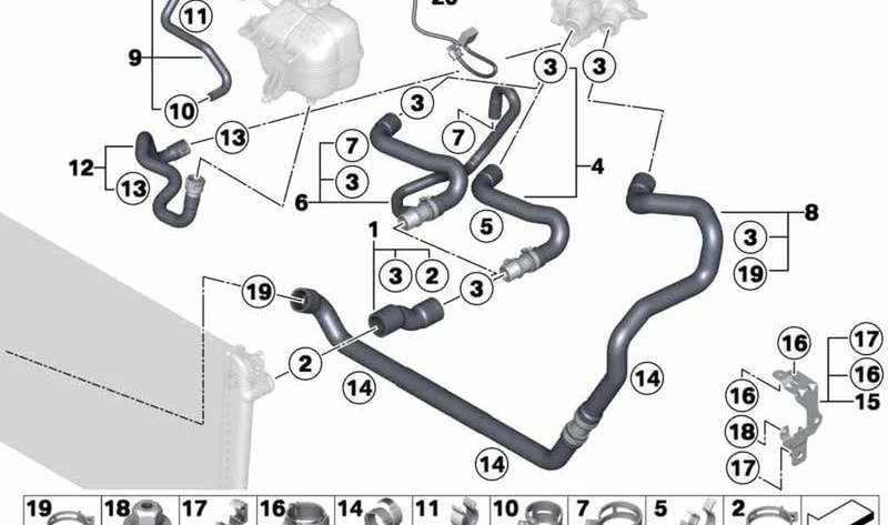 Tubo refrigerante OEM 17129800490 para MINI R60 Cooper, Cooper ALL4, One, Paceman R61... y más. Original MINI.