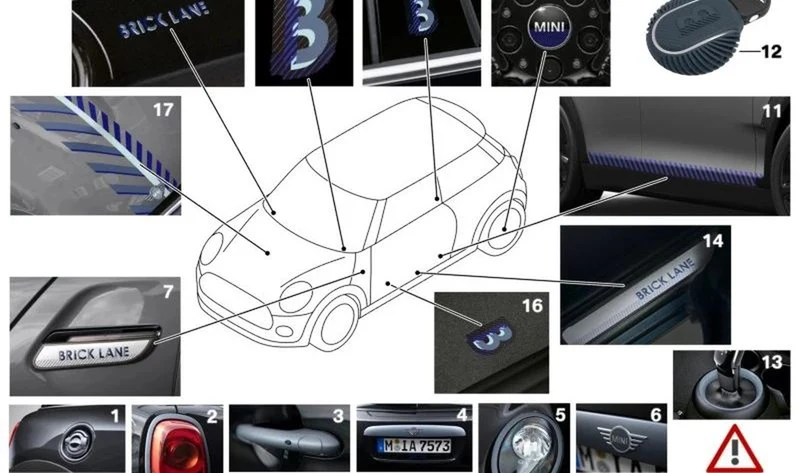 Manilla exterior derecha OEM 51719625940 para MINI F55, F56, F57, F56 BEV, F56 LCI, F55 LCI, Cabrio F57, Cabrio F57 LCI. Original MINI.