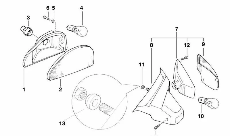 Cristal derecho OEM 63132306146 para motos BMW R1100RS (1992-2001). Original BMW Motorrad.
