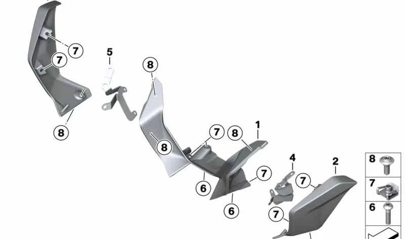 Soporte de alerón derecho OEM 46638382822 para motos BMW R 1250 RT, R 1250 RS, R 1200 RT... y más. Original BMW Motorrad.